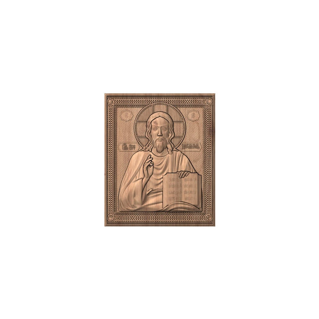 Icoană sculptată în lemn masiv de stejar – Iisus Hristos – 30 x 25 cm