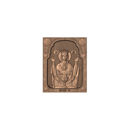 Icoană sculptată în lemn masiv de stejar – Maica Domnului și Iisus Hristos – 30 x 24 cm