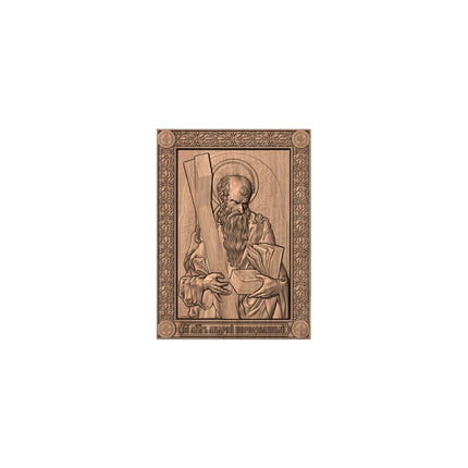 Icoană sculptată în lemn masiv de stejar – Sfântul Ap. Andrei – 30 x 22 cm