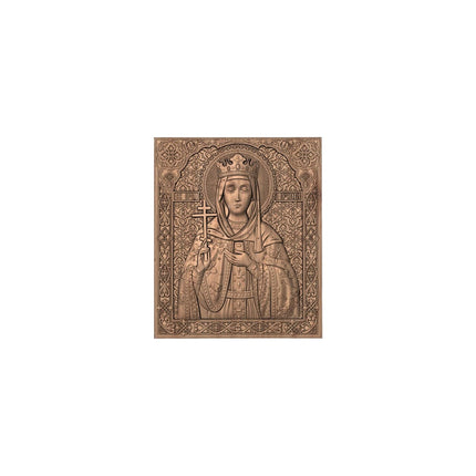 Icoană sculptată în lemn masiv de stejar – Sfânta Împărăteasă Elena – 30 x 25 cm