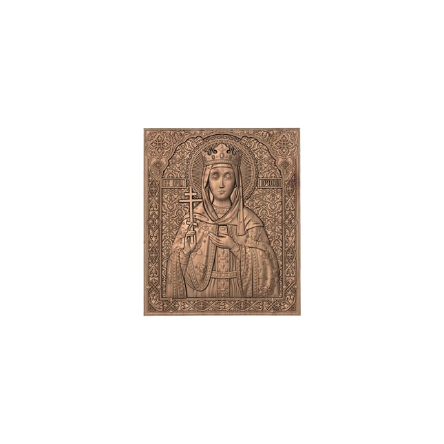 Icoană sculptată în lemn masiv de stejar – Sfânta Împărăteasă Elena – 30 x 25 cm