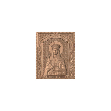 Icoană sculptată în lemn masiv de stejar – Sfânta Împărăteasă Elena – 30 x 25 cm