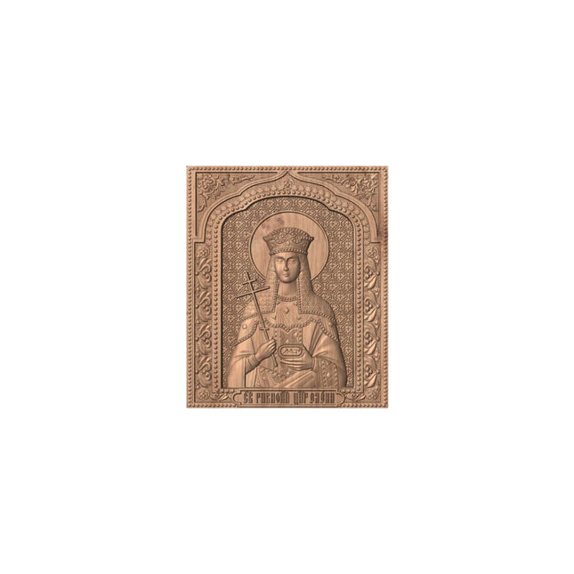 Icoană sculptată în lemn masiv de stejar – Sfânta Împărăteasă Elena – 30 x 25 cm