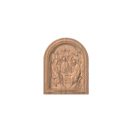Icoană sculptată în lemn masiv de stejar – Sfânta Treime – 30 x 24 cm
