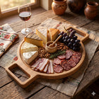 Platou de servire din lemn pentru brânzeturi și mezeluri, design rustic, ideal pentru evenimente sau cadou.